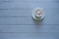 latte art coffee in a coffee cup top view isolated top right corner Royalty Free Stock Photo