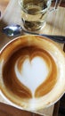 Latte Art in a cup of coffee that has been drained out