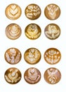 Latte art shapes on white background Royalty Free Stock Photo
