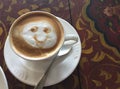 Latte Art. Smiling Coffee. Royalty Free Stock Photo