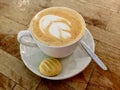 Coffee. Cafe latte and cookie Royalty Free Stock Photo