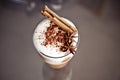 Latte macchiato with cinnamon