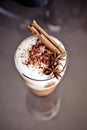 Latte macchiato with cinnamon Royalty Free Stock Photo