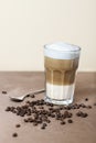 Latte macchiato with coffeebeans