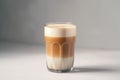 A latte macchiato in a glas on a white background created with generative AI technology Royalty Free Stock Photo