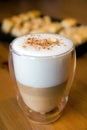 Latte macchiato in the glass with cookies Royalty Free Stock Photo