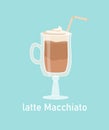 Latte Machiato sticker vector concept