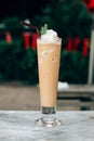 Latte mixed with whipped cream Royalty Free Stock Photo