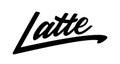 Latte text. Hand drawn vector logo with lettering typography isolated on white background. Illustration for coffee shop, cafe Royalty Free Stock Photo