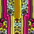 Lattice abstract pattern in grenadine and yellow in gaudy colors