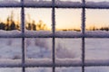 Lattice covered with snow. Abstract winter background Royalty Free Stock Photo