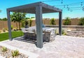 Lattice Pergola Covering BBQ Patio Area Royalty Free Stock Photo