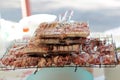 Lattice with pork, lamb and beef kebabs on the nature Royalty Free Stock Photo