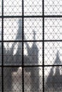 Lattice of square iron rods window of old european palace