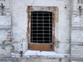 Lattice on the window in an old ruined house Royalty Free Stock Photo