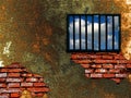 Latticed prison window Royalty Free Stock Photo