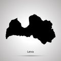 Latvia country map, simple black silhouette on gray