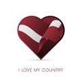 Latvia flag in heart. I love my country. sign. Vector. Royalty Free Stock Photo