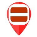 Latvia flag ping marker pointer map Royalty Free Stock Photo