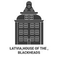 Latvia,House Of The , Blackheads travel landmark vector illustration