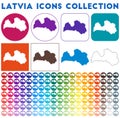 Latvia icons collection. Royalty Free Stock Photo