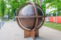 Latvia. Jurmala Yurmala, 09 June 2017: Symbolic globe on central Jomas street in Jurmala