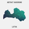 Latvia map in geometric polygonal,mosaic style.