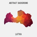 Latvia map in geometric polygonal,mosaic style.