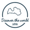 Latvia Map Outline. Vintage Discover the World.