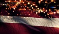 Latvia National Flag Light Night Bokeh Abstract Background Royalty Free Stock Photo