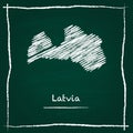 Latvia outline vector map hand drawn with chalk.