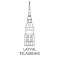 Latvia, R, Tslaukums travel landmark vector illustration