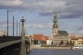 Latvia: Riga across a bridge Royalty Free Stock Photo