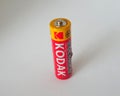 Latvia, Riga - April 27, 2019: Used Kodak single isolated battery