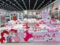 Modern interior of haberdashery shop with soft toys for Valentine\'s Day in Olimpia shopping centre, Riga Royalty Free Stock Photo