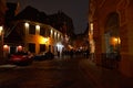 Latvia. Festive festivities of people on the night streets of Riga. Christmas in Riga. January 01, 2018