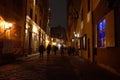 Latvia. Festive festivities of people on the night streets of Riga. Christmas in Riga. January 01, 2018