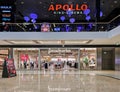 Modern interior of Stradivarius store and the Apollo cinema on the second floor in Akropole shopping mall, Riga