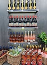 Large assortment of alcoholic beverages high quality of different manufacturers in STOCKMANN shopping mall Royalty Free Stock Photo