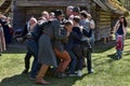 Latvian folk dance of men to the Latvian Ethnographic Museum