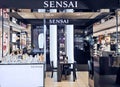 Beautiful modern perfume and cosmetic boutique interior with make-up table in Stockmann shopping mall