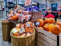 Bright decorative decorations and sweets for Halloween celebration in shopping mall, Riga