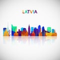 Latvia skyline silhouette in colorful geometric style.