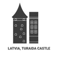 Latvia, Turaida Castle, travel landmark vector illustration