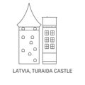 Latvia, Turaida Castle, travel landmark vector illustration