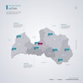 Latvia vector map with infographic elements, pointer marks Royalty Free Stock Photo