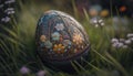 Latvian easter egg in the meadow