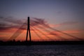 Latvian bridge at sunset.