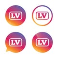 Latvian language sign icon. LV translation.