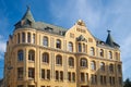 Latvian tourist landmark attraction - old retro cat house, Riga, Latvia